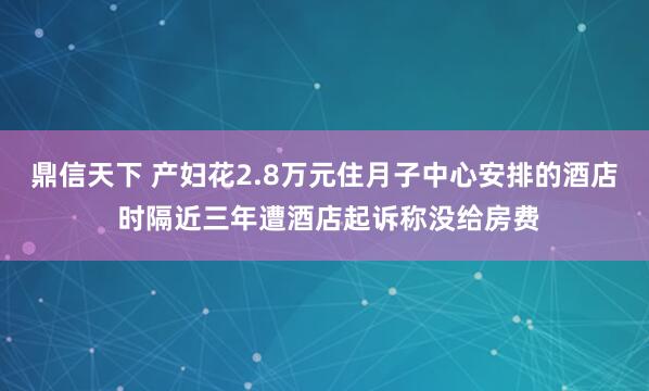 鼎信天下 产妇花2.8万元住月子中心安排的酒店 时隔近三年遭酒店起诉称没给房费