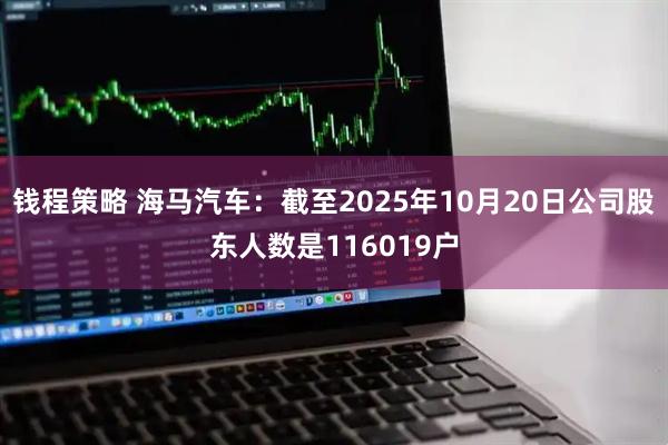 钱程策略 海马汽车：截至2025年10月20日公司股东人数是116019户