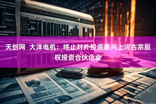 天创网  大洋电机：终止对外投资嘉兴上河古宗股权投资合伙企业
